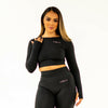 Marvel Seamless LS Crop Top - Black